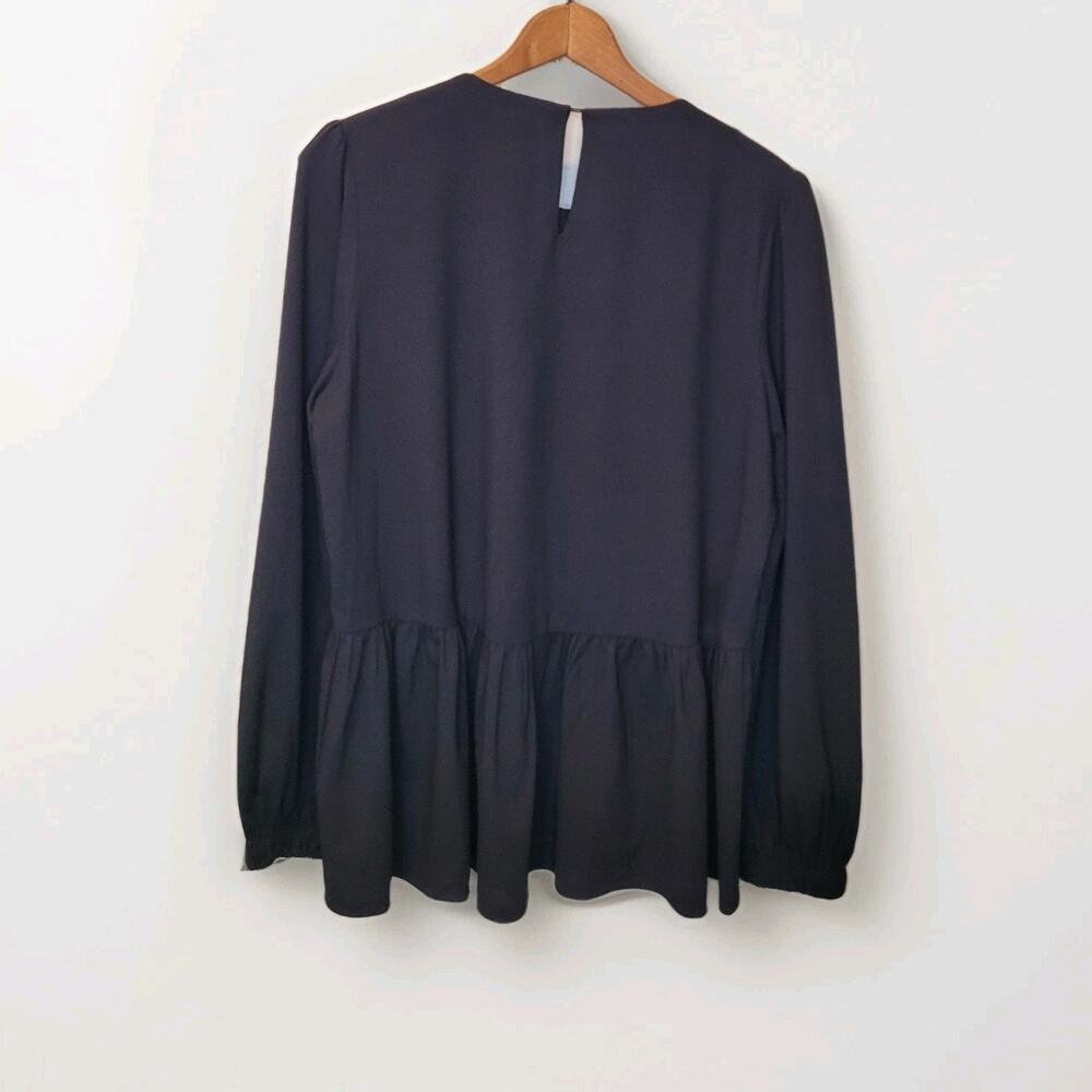 Tuckernuck Pomander Place Black Carlota Long Sleeve Peplum Blouse Medium New - Picture 10 of 14